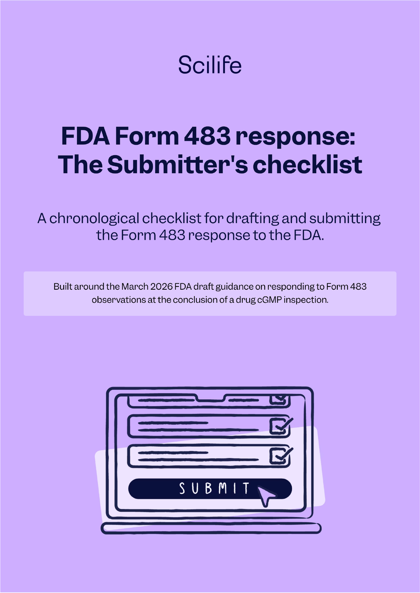 FDA Form 483 response submitter's checklist