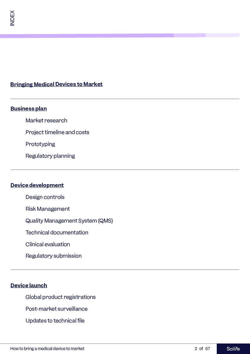 How to bring a medical device to market index handbook | Scilife