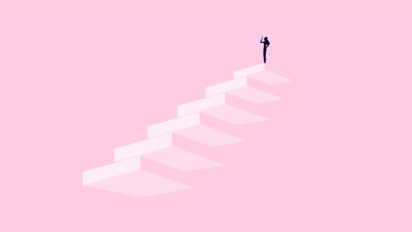 Figure climbing up to the stairs to symbolize the smooth step-by-step Scilife QMS implementation process | Scilife