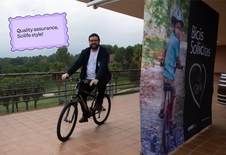 Scilife employee trying out a new bike | Scilife