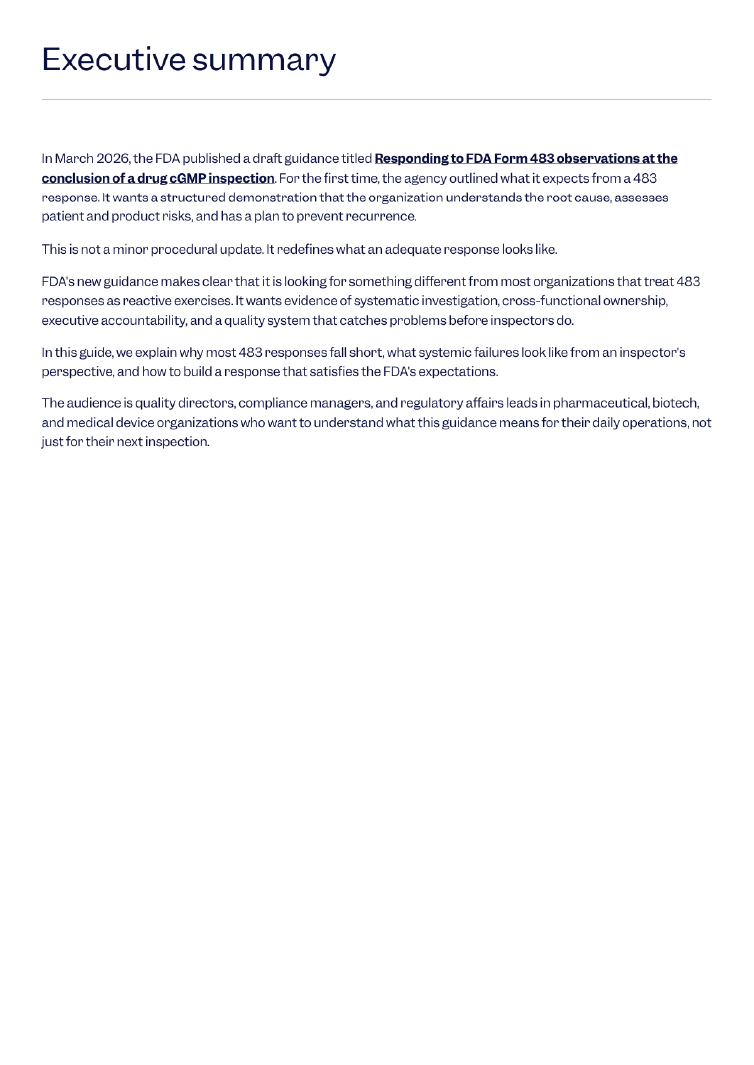What the new FDA Form 483 guidance means for your quality system