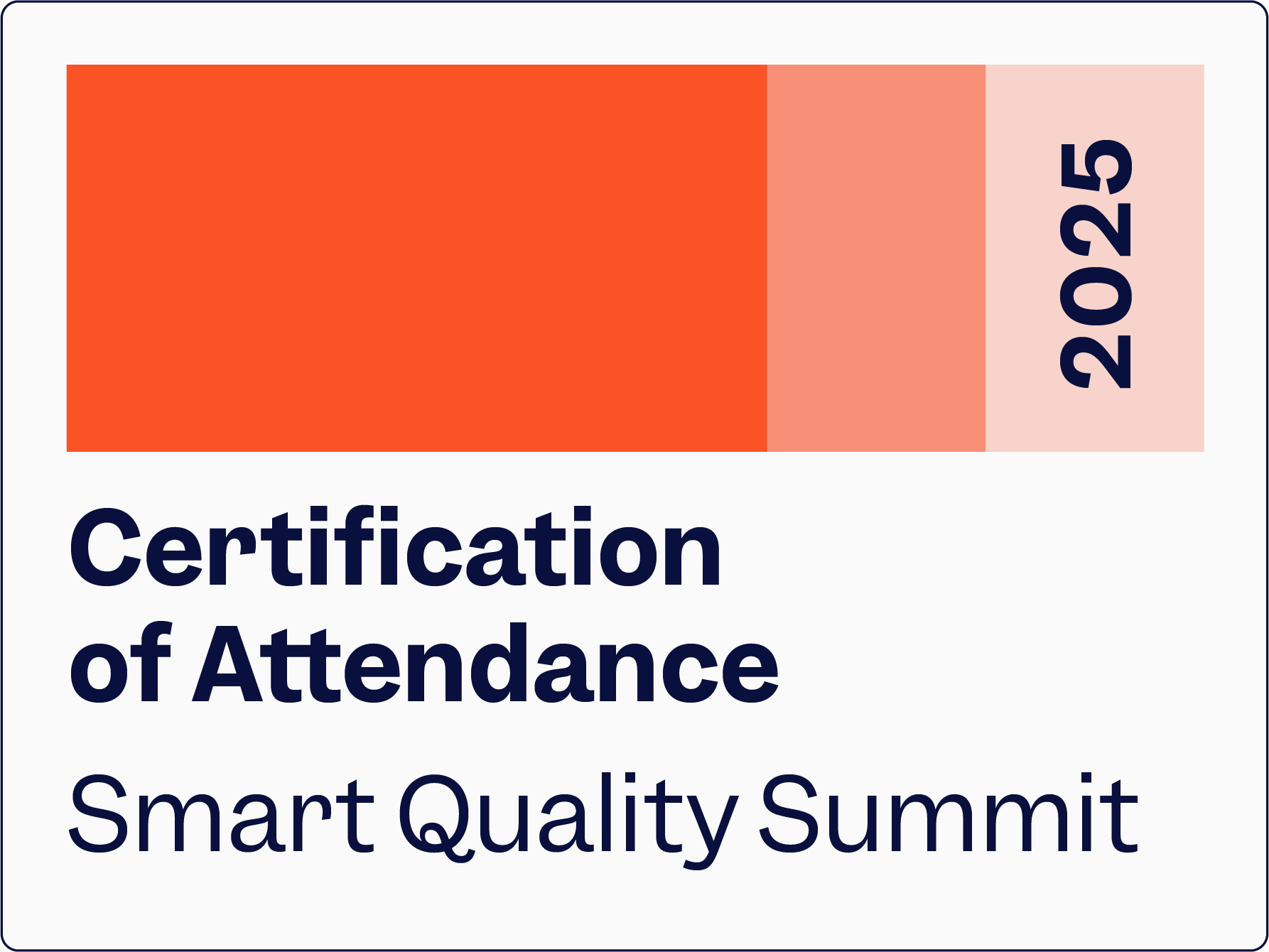 Certification of attendance: Smart Quality Professional 2025 badge | Scilife