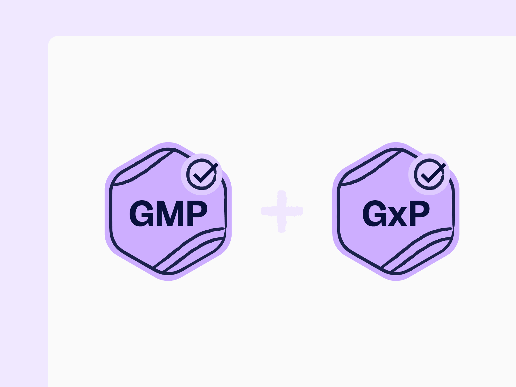 Illustration of GxP and GMP quality compliance badges | Scilife