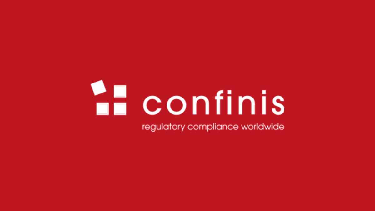 Confinis logo in red background to illustrate its Scilife Customer Story