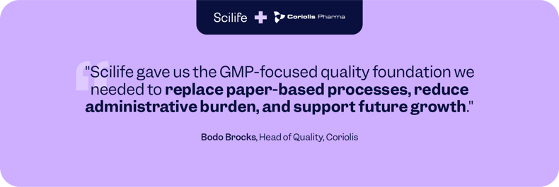 Quote by Bodo Brocks, head of Quality at Coriolis
