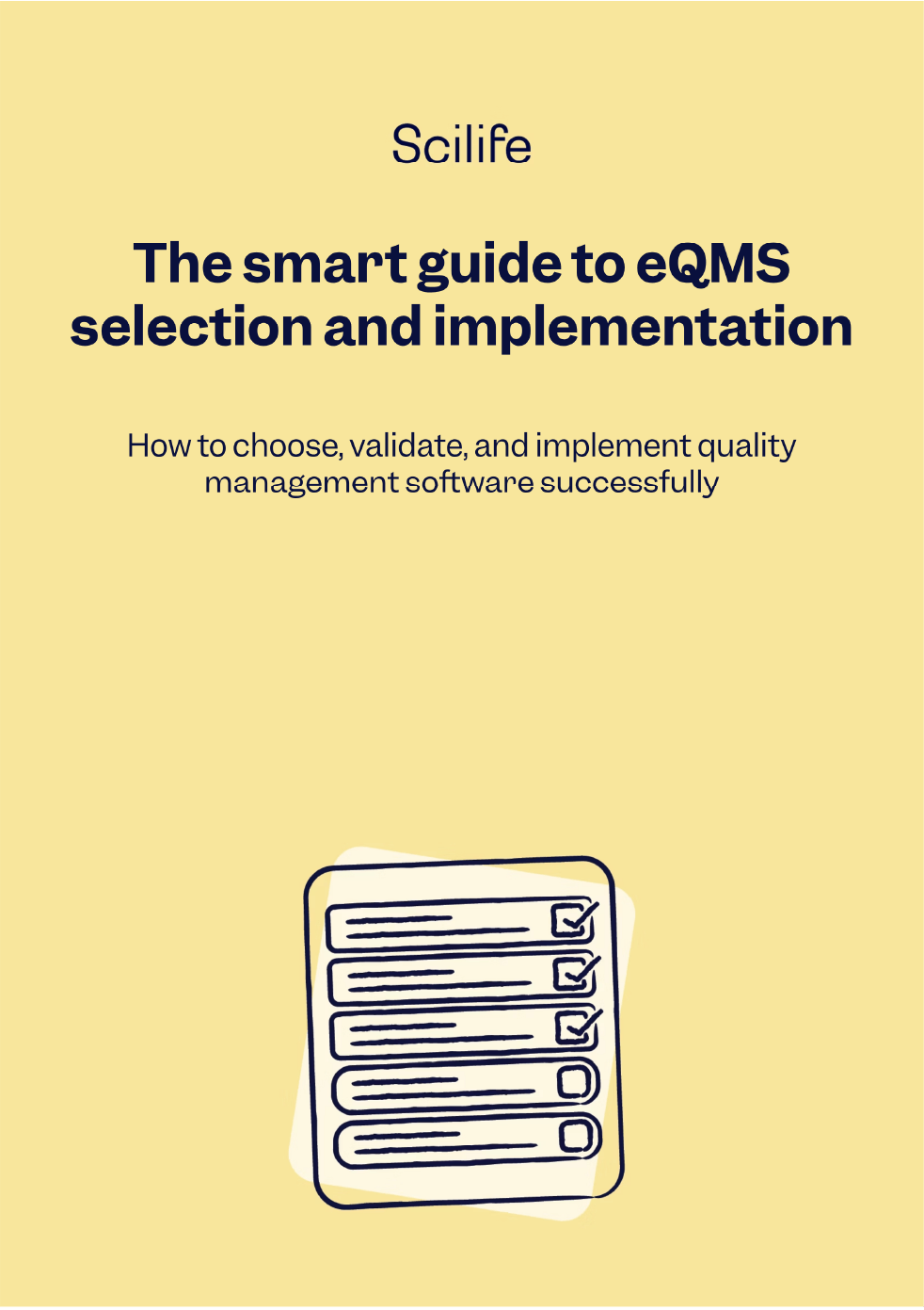 eQMS selection and implementation guide cover | Scilife