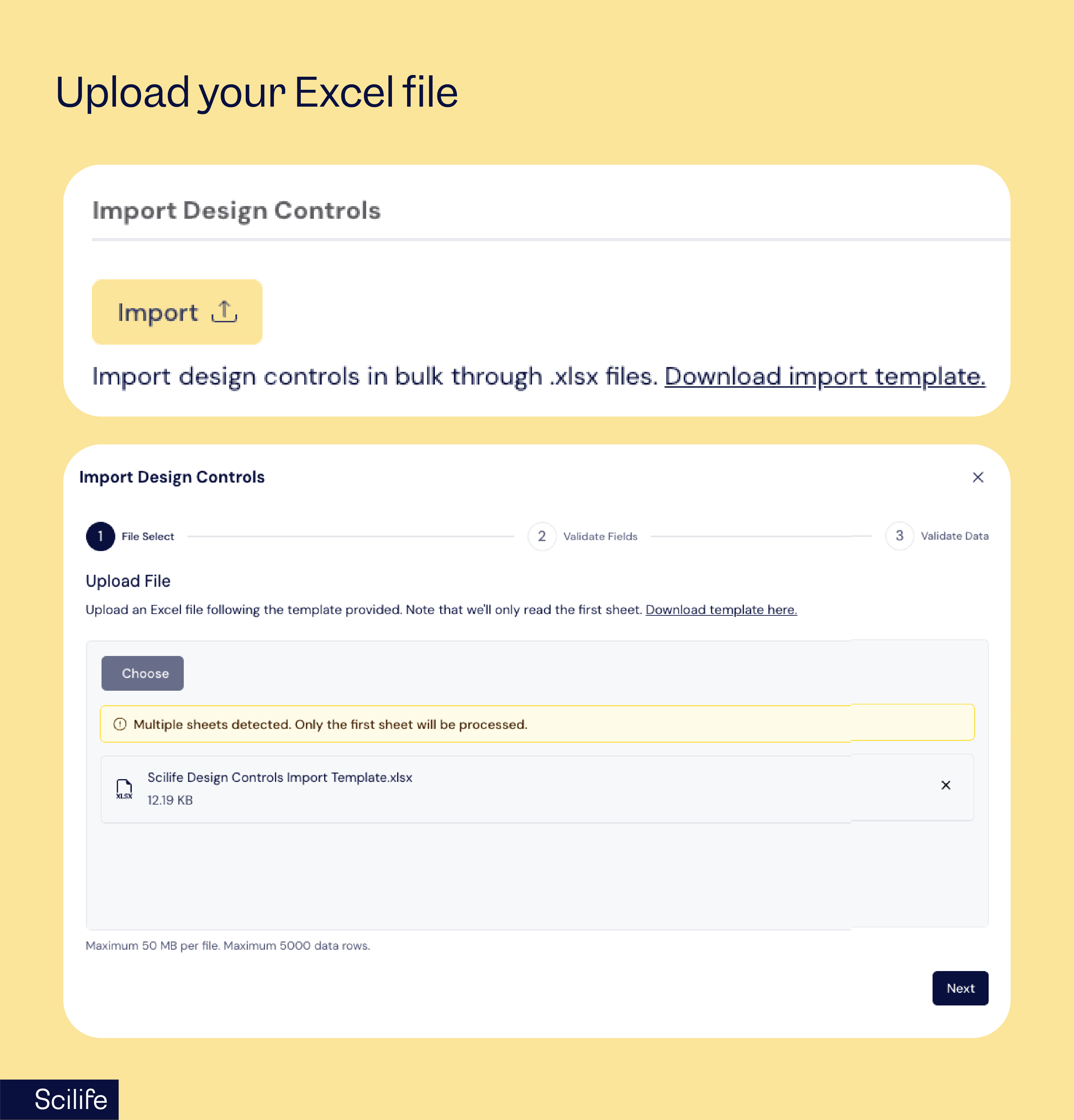 design and development software - Upload your Excel file