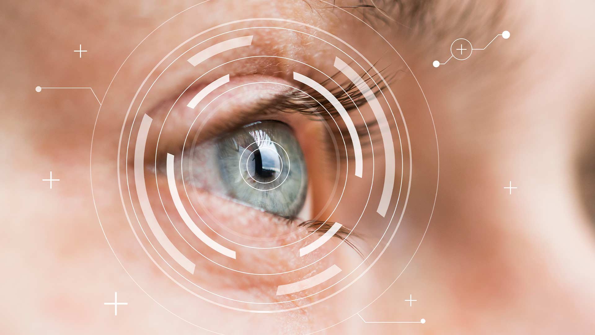 Close up of a human eye with digital circular graphics | Scilife