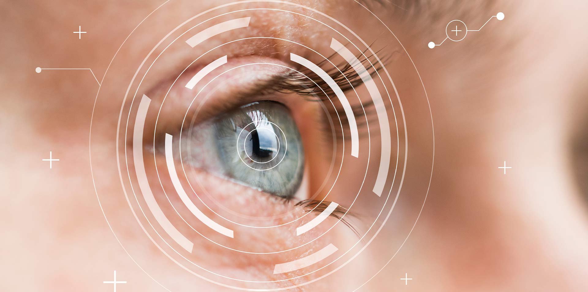 Close up of a human eye with digital circular graphics | Scilife