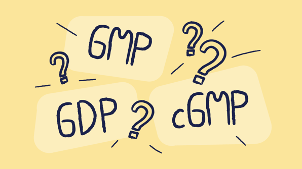 Illustrated drawing with "GMP," "GDP," and "cGMP" labels surrounded by question marks |&nbsp;Scilife