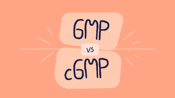 Illustrated image with the words "GMP vs cGMP" | Scilife
