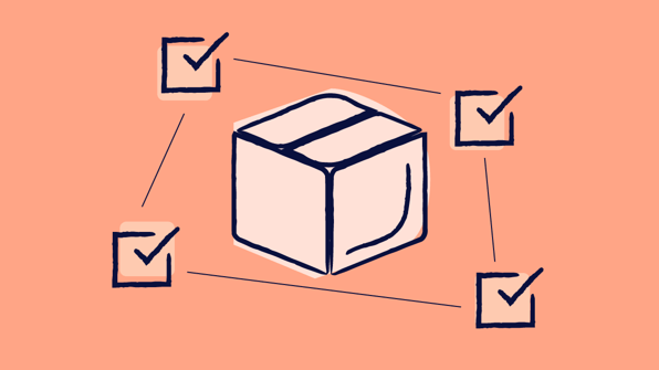 Illustration of a central box (representing a product or process) connected to four checkmarks (representing compliance points) for a guide on 21 CFR part 210 compliance for quality professionals. | Scilife