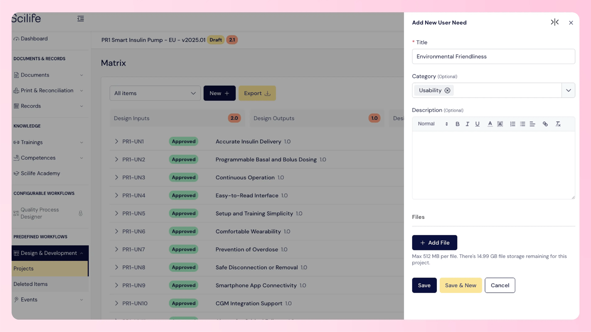 Add a new user need in Scilife | Scilife