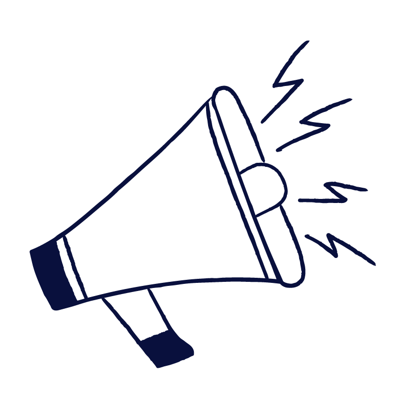 Megaphone line drawing to represent press release announcements| Scilife 