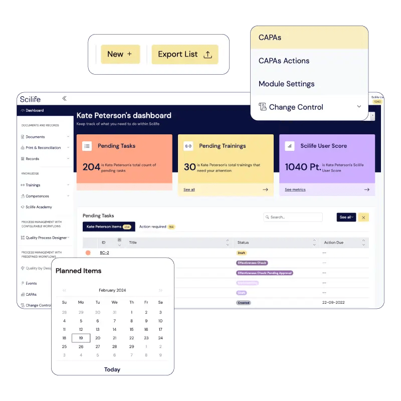 Illustration that represents wireframes from Scilife smart QMS | Scilife