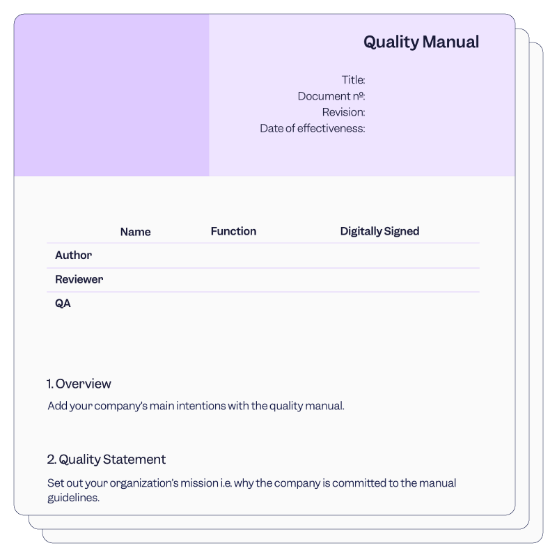 Image of a Quality Manual template | Scilife