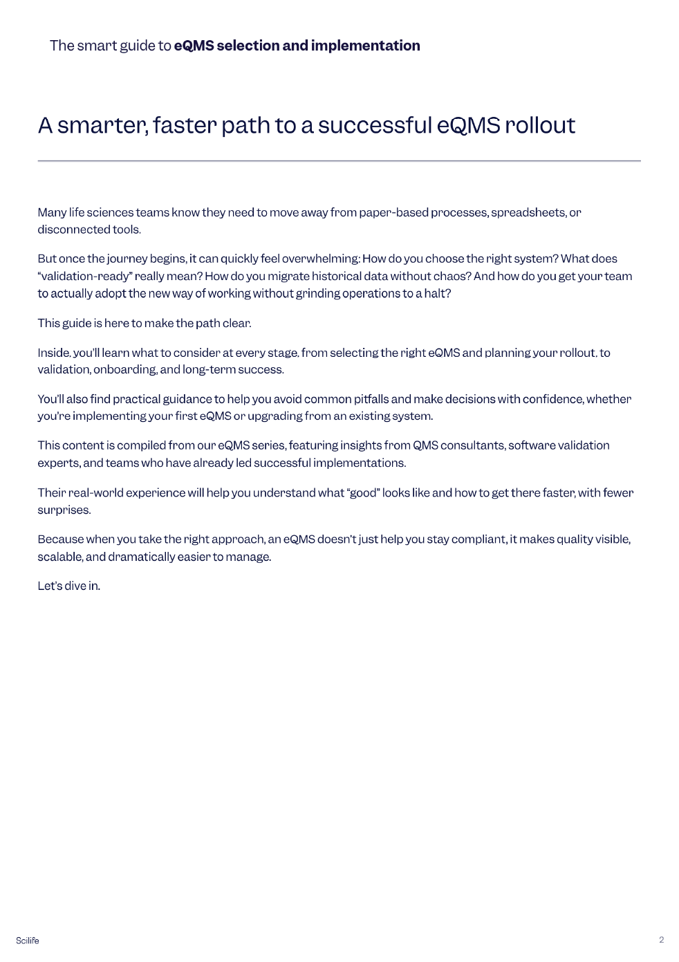 eQMS selection and implementation guide intro | Scilife