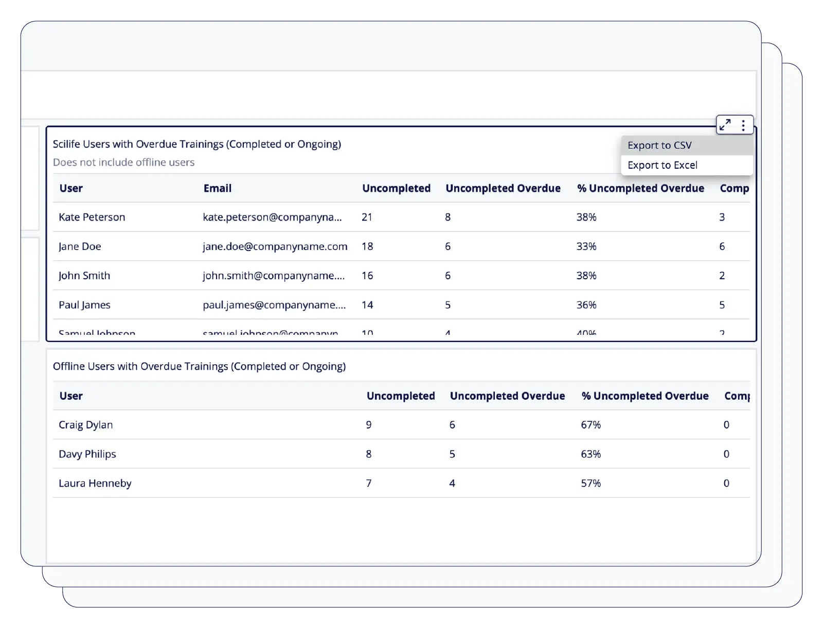 Screenshot that shows how to export your quality data using the Quality KPI software | Scilife