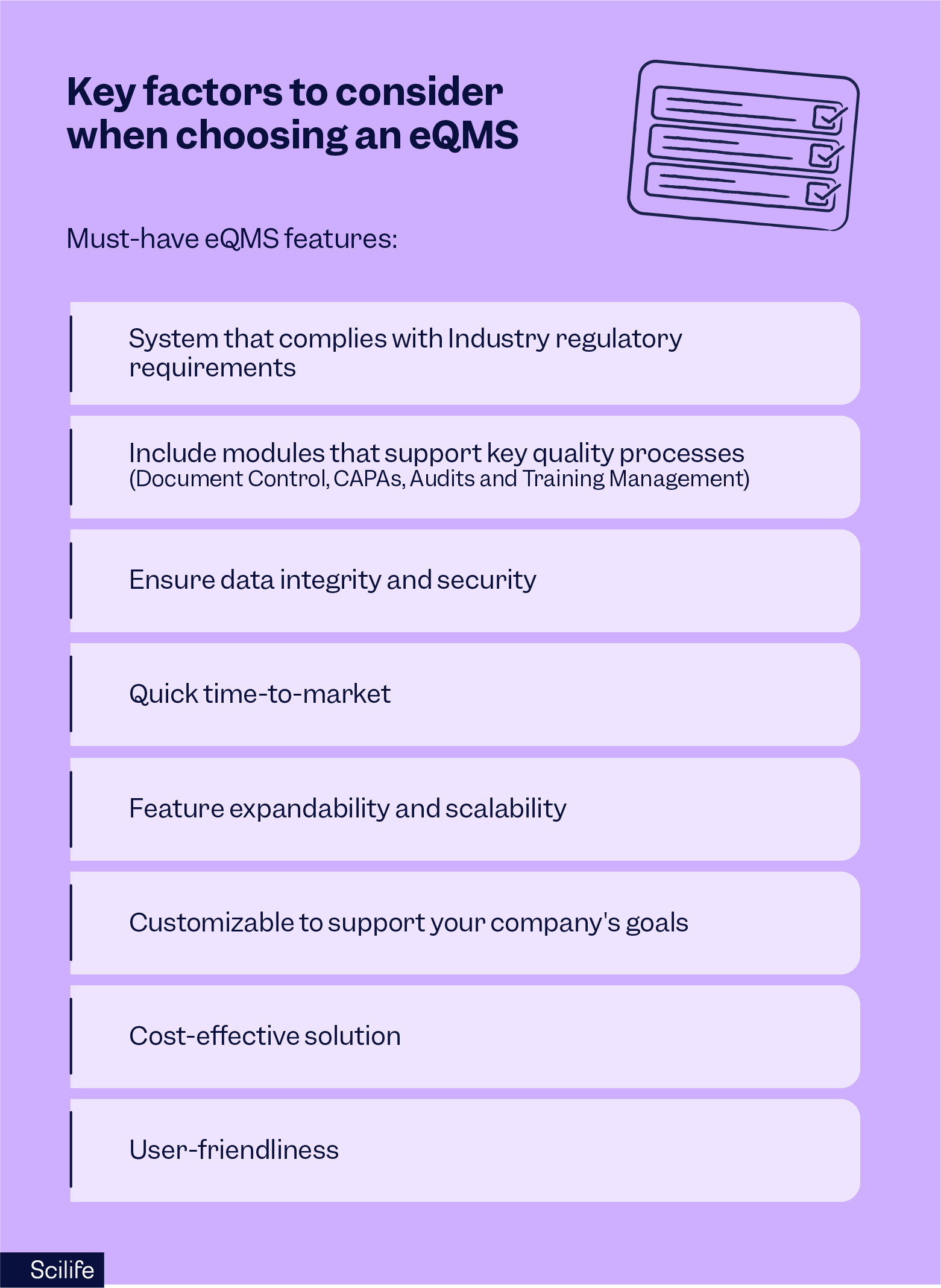Key factors to consider when choosing an eQMS | Scilife