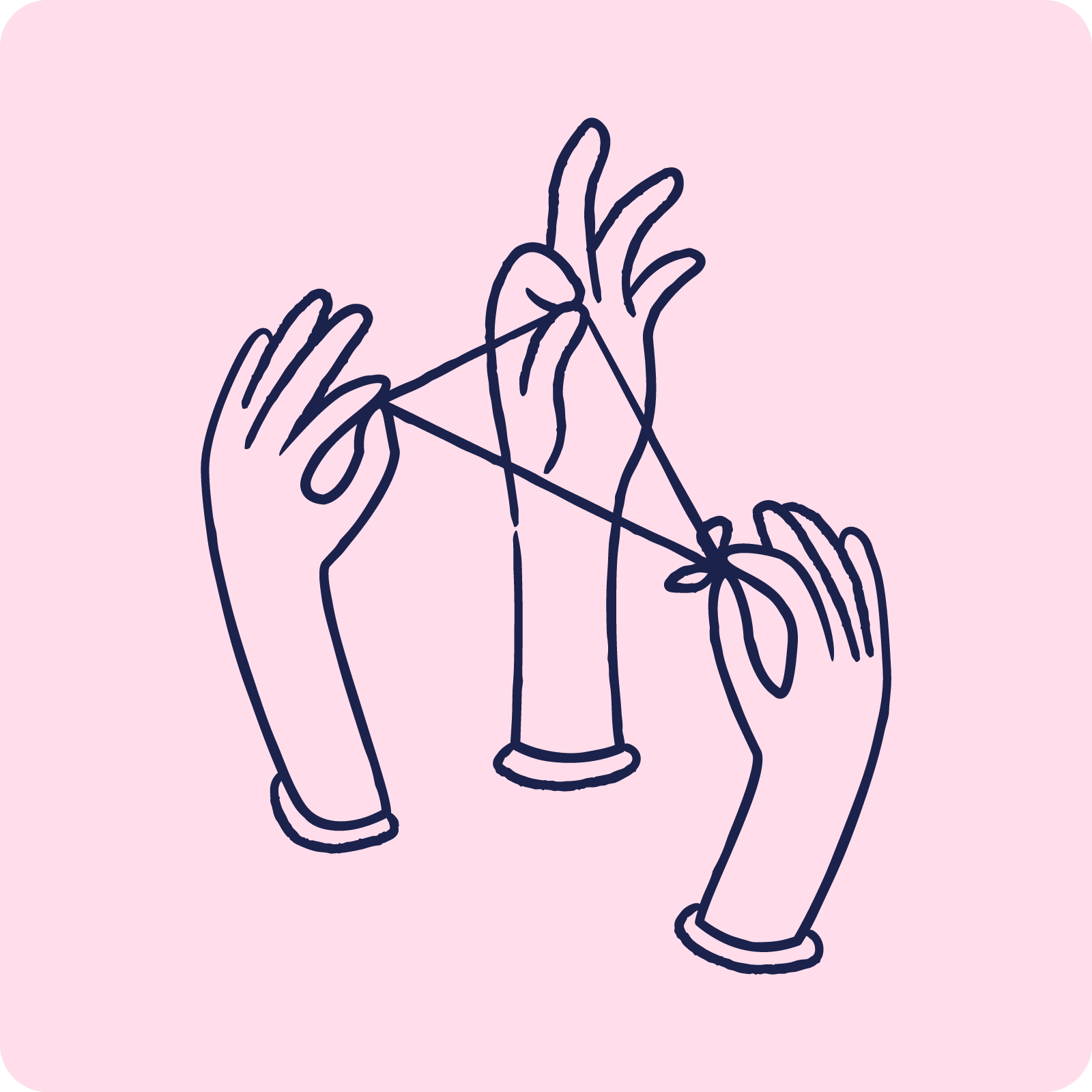 Illustration of hands engaging in a string game, symbolizing the three key pillars of the Smart Quality Transformation | Scilife