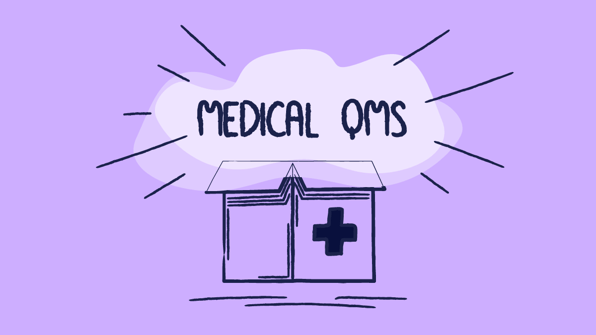 Illustration of a box with a medical cross labeled “Medical QMS,” representing a QMS in the medical device industry | Scilife