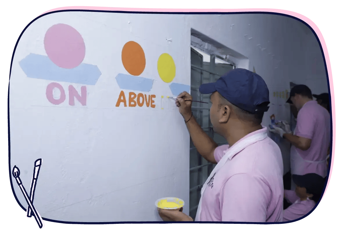 Scilife team volunteers paint a school mural during a Scilife for Good activity | Scilife 