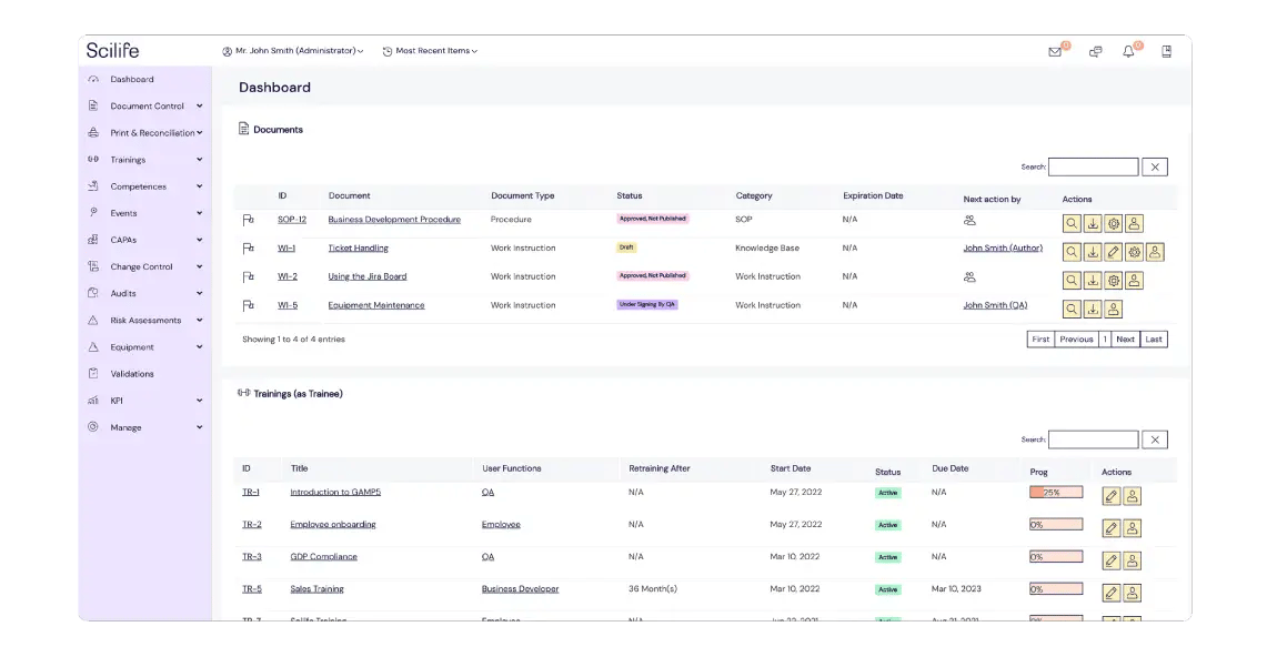 Image of Scilife Smart Quality Management System for Pharma and Biotech | Scilife