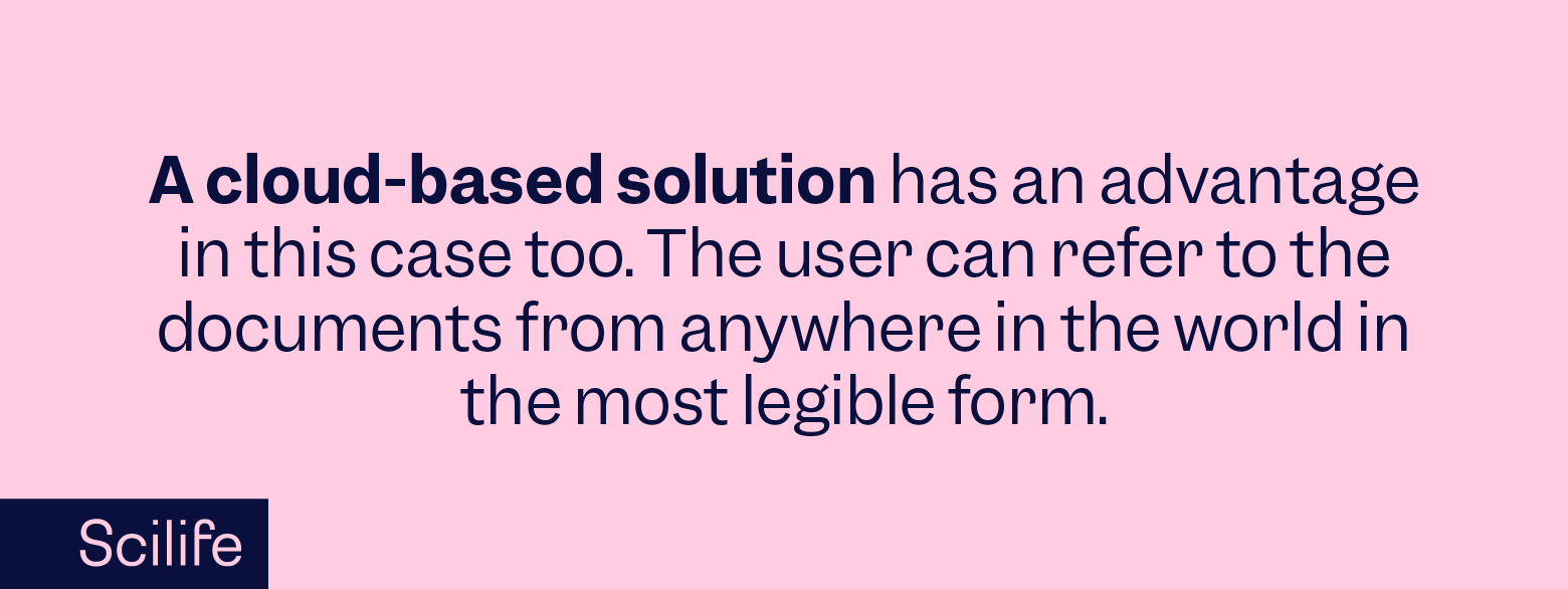Infographic of a quote of the advantages of a cloud-based solution | Scilife