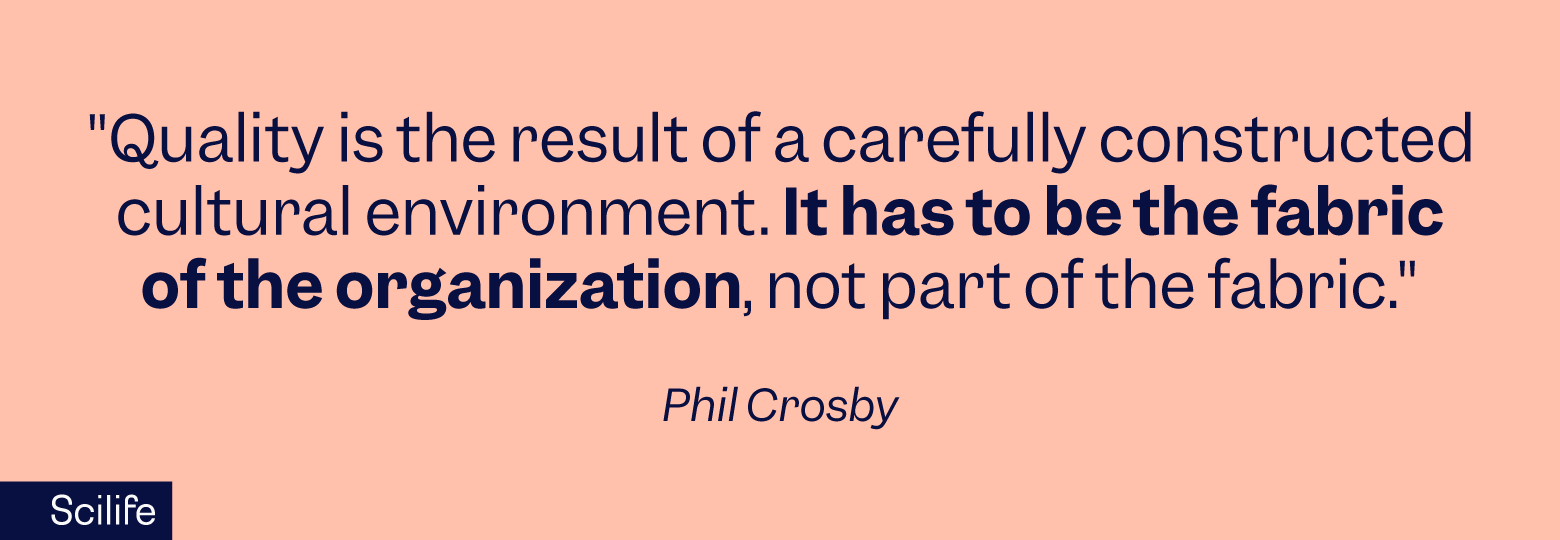 Phil Crosby quote about quality being part of the fabric of an organization | Scilife