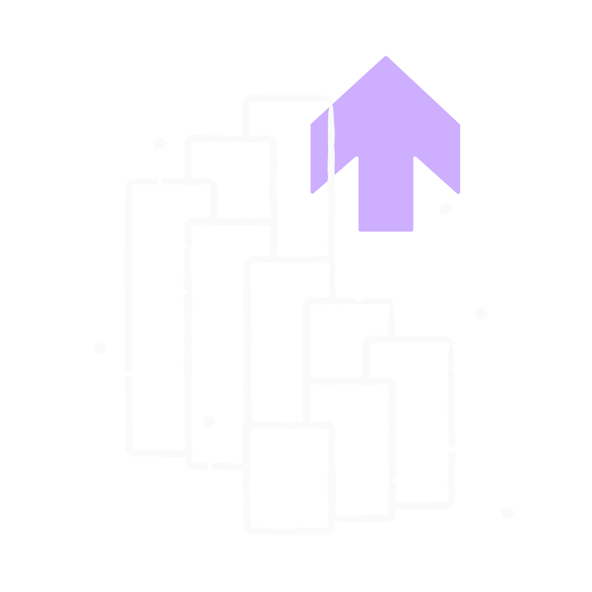 Illustration of interconnected blocks and arrow to represent AI building a quality culture | Scilife 