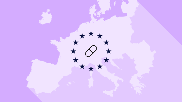 Europe Union map with a pill inside to represent the EU pharma strategy 