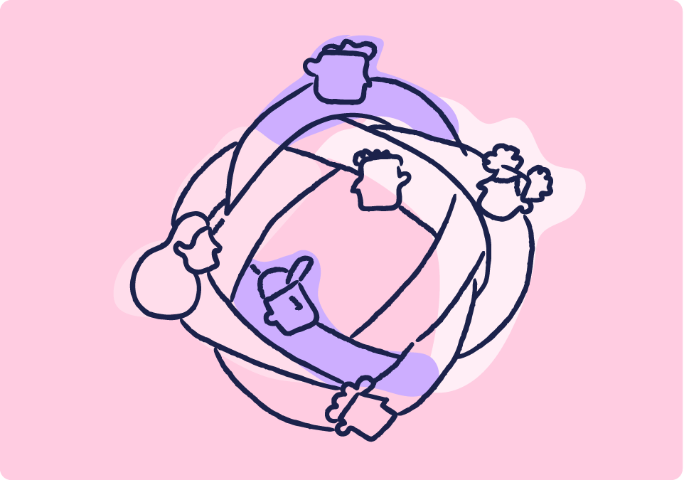 Illustration of interconnected hands representing Scilifers giving back through local volunteering | Scilifers for Good