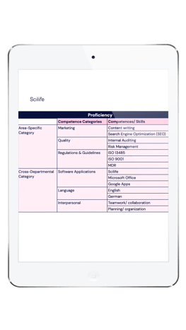 iPad that downloads the free skills matrix template by Scilife.