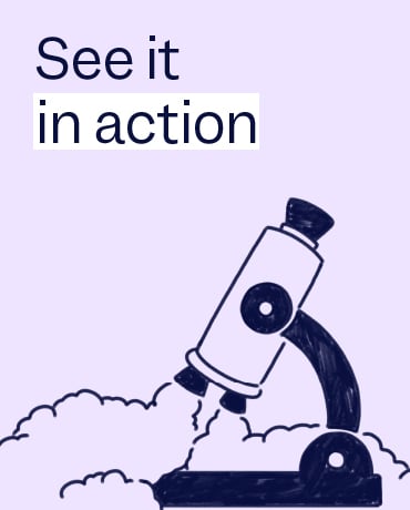 Illustration of a rocket-microscope taking off to encourage Medicinal Cannabis companies to book a Scilife demo.
