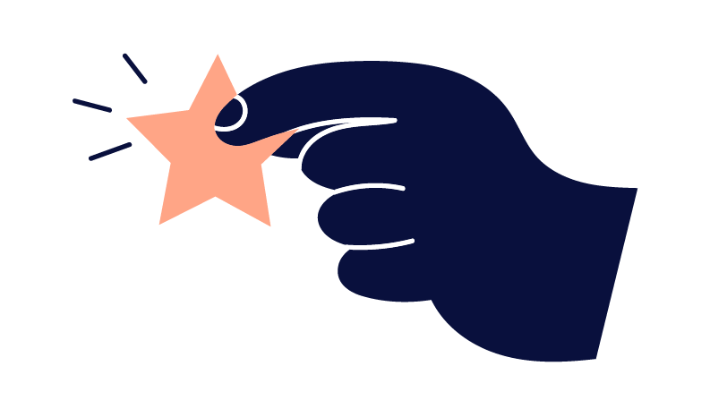 illustration of a hand holding a star to represent how Scilife helps Medical Devices companies to put quality at the center