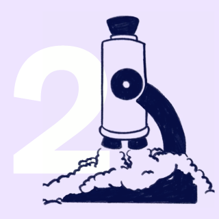 The microscope-rocket smokes and takes off