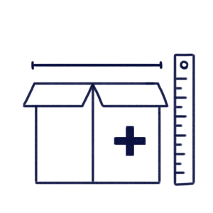Hand drawn illustration of a box  and a ruler to represent Design & Development Module of Scilife's Platform