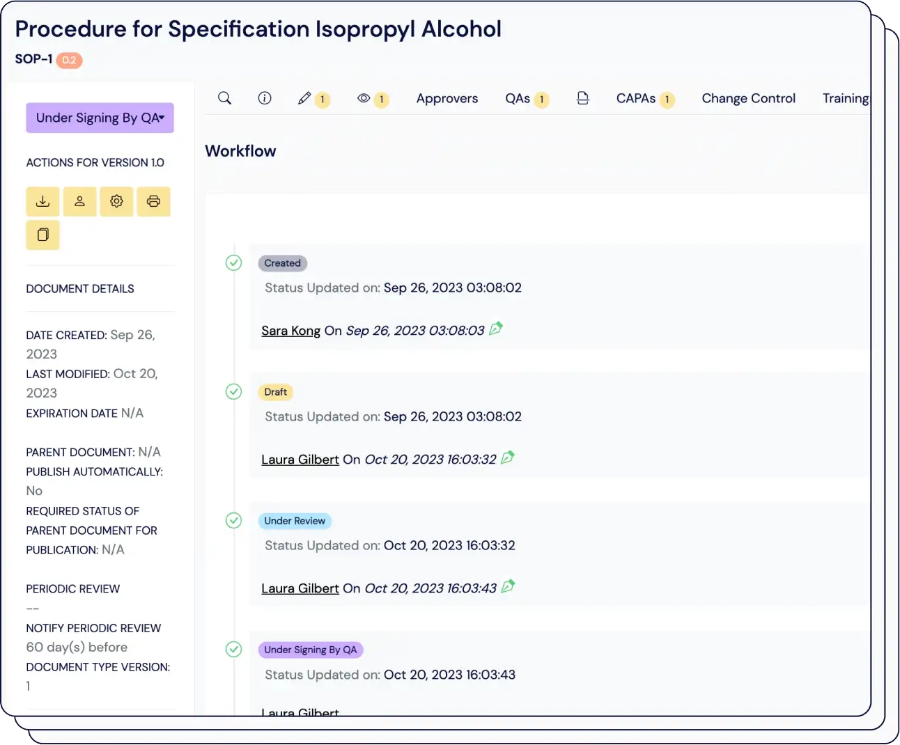 Image that shows Document Control Solution from Scilife Smart QMS 